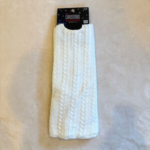 Christmas Tree Skirt Creamy White Cable Knit Sweater Cabin Cottage Core 48" NEW